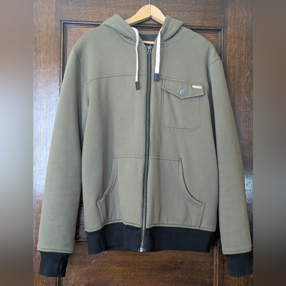 Men's Full Zip Hoodie Sweatshirt Olive Green Jacket, Medium From Rhythm